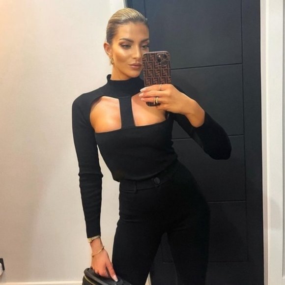 Zara Tops - ZARA WOMAN NWT BLACK CUT OUT MOCK NECK KNIT TOP M 3519/013